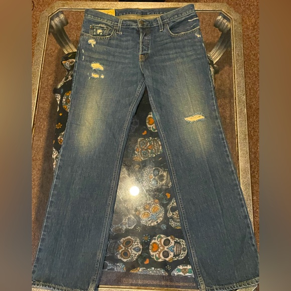 HOLLISTER®️🦜 Distressed Ripped Men’s Jean 36W x 34L ⚜️🤖VINTAGE STYLE🤖⚜️ - Picture 8 of 16